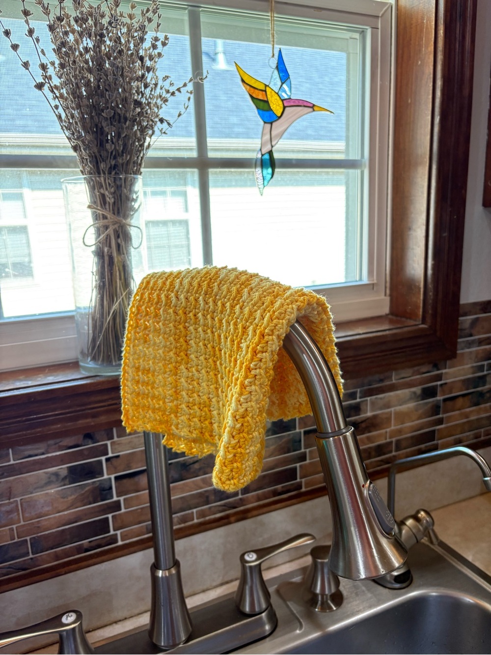 Sunshine Yellow Cotton Dishcloth Crochet